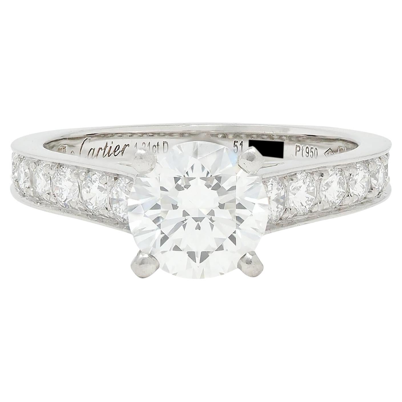 Anello di fidanzamento contemporaneo in platino con diamante brillante da 2,00 CTW di Cartier French