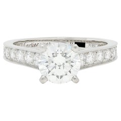 Anillo de Compromiso Contemporáneo de Platino con Diamante Brillante de 2,00 quilates Cartier Francés