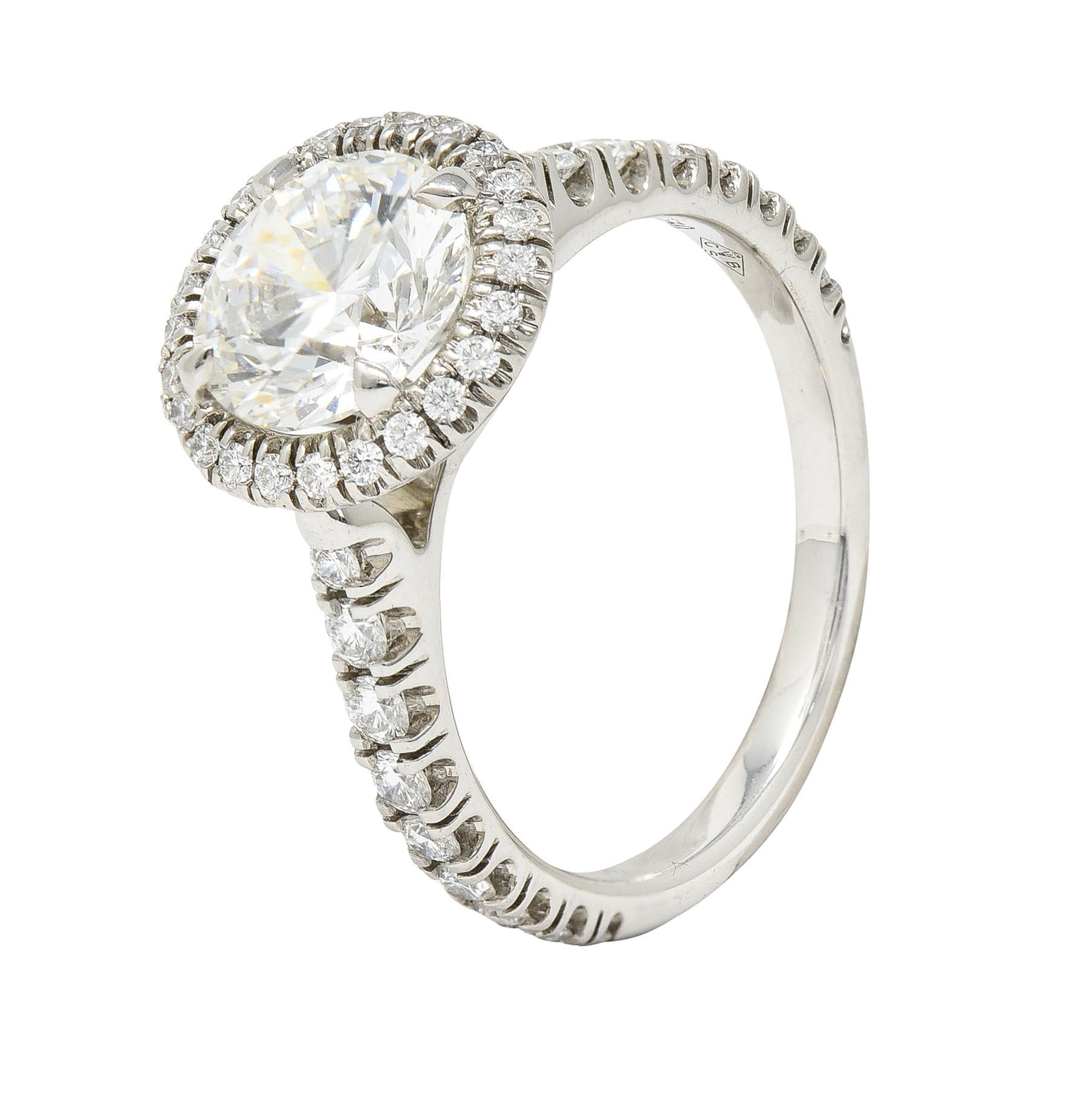 Cartier Verlobungsring mit französischem 2,15 Karat Diamant in Platin mit Destinee-Halo 1