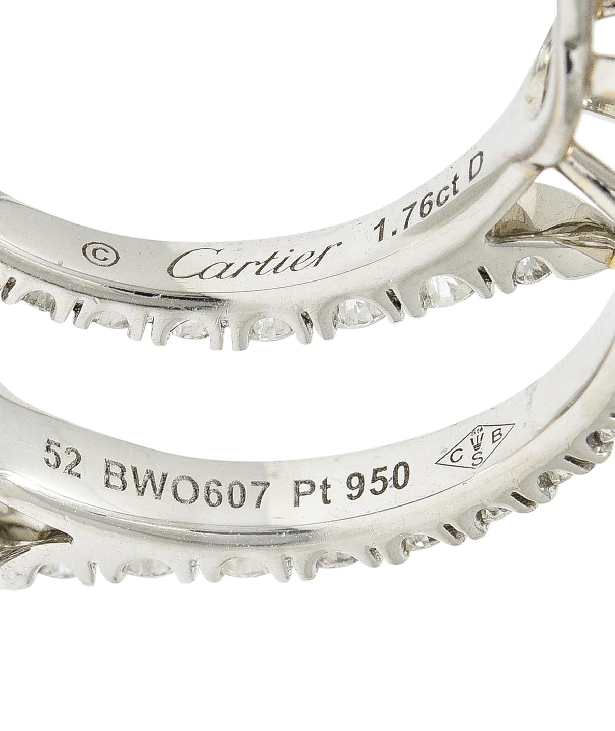 Cartier Verlobungsring mit französischem 2,15 Karat Diamant in Platin mit Destinee-Halo im Zustand „Hervorragend“ in Philadelphia, PA