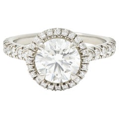 Cartier French 2.15 Carats Diamond Platinum Destinee Halo Engagement Ring