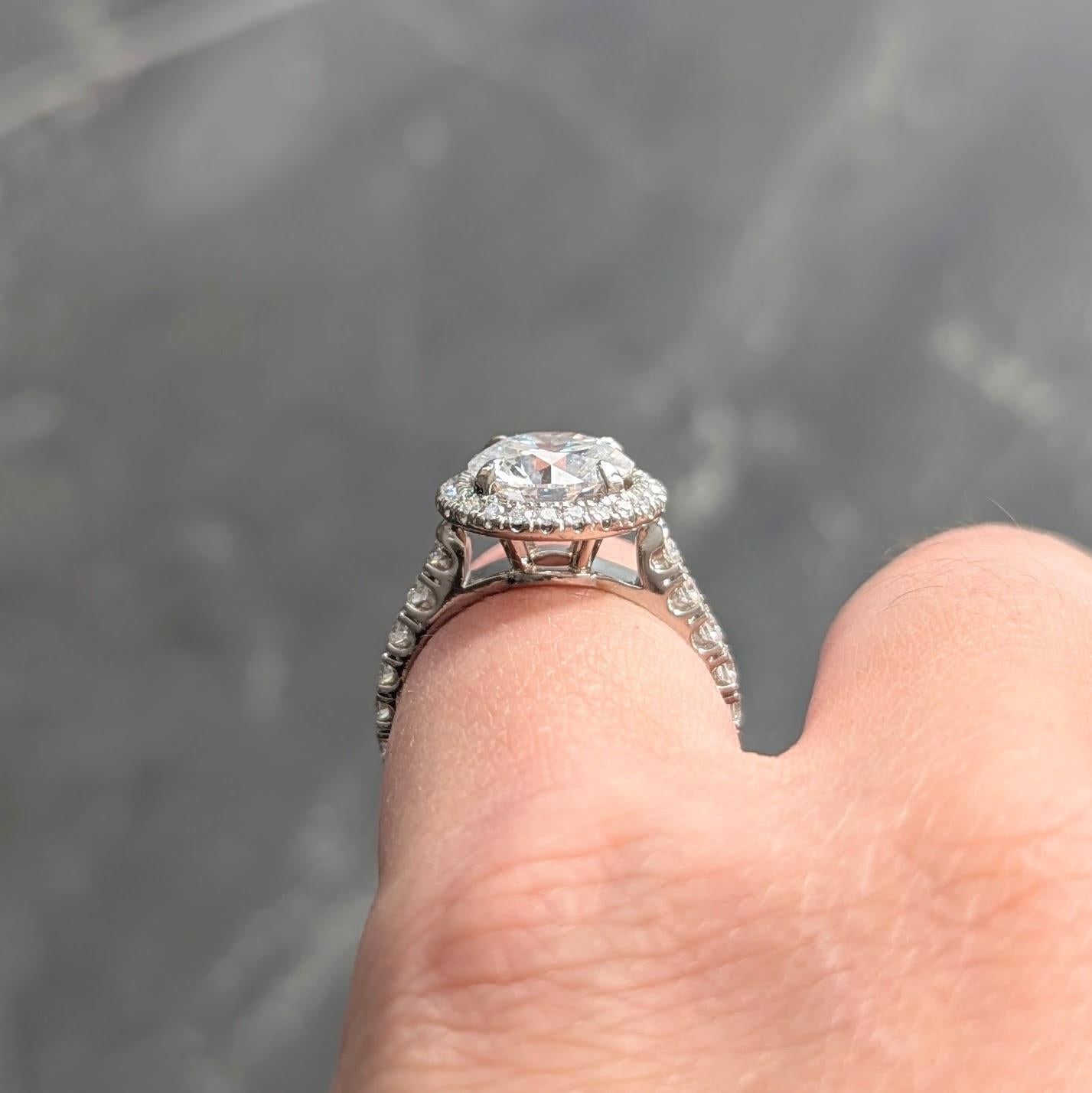 Cartier Anello di fidanzamento a forma di aureola in platino con diamante da 2,60 CTW GIA in vendita 6