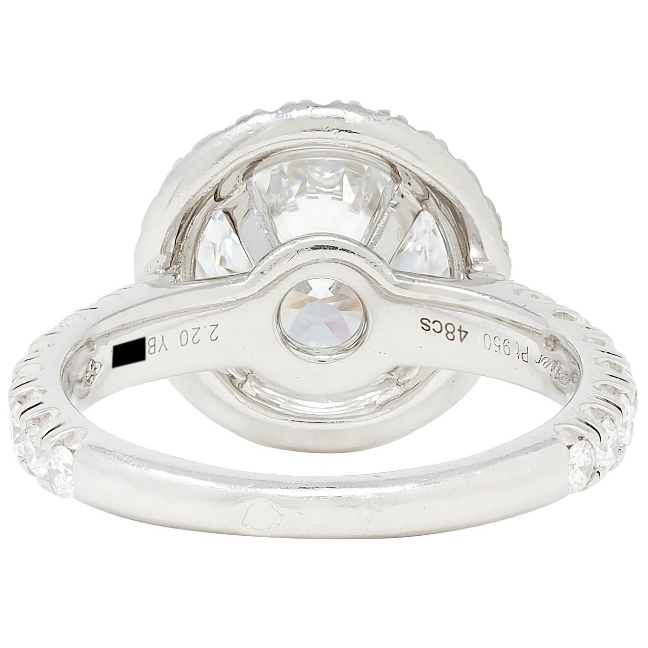 Cartier Anello di fidanzamento a forma di aureola in platino con diamante da 2,60 CTW GIA In condizioni ottime in vendita a Philadelphia, PA