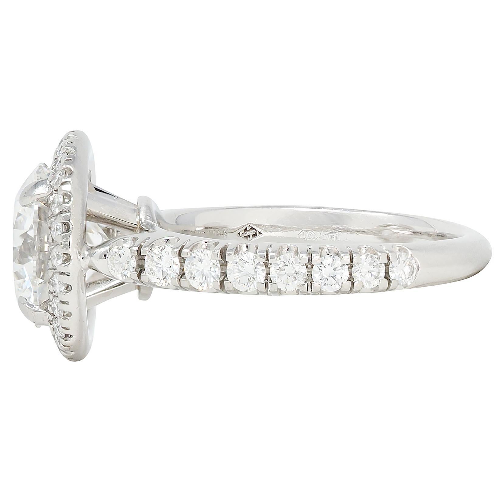 Donna Cartier Anello di fidanzamento a forma di aureola in platino con diamante da 2,60 CTW GIA in vendita