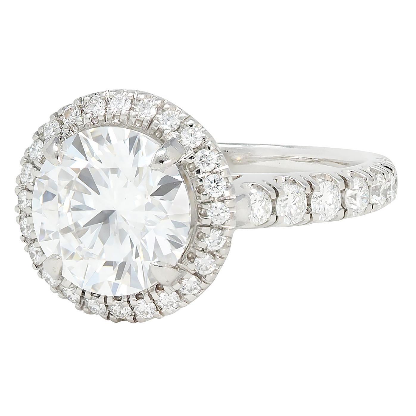 Cartier Anello di fidanzamento a forma di aureola in platino con diamante da 2,60 CTW GIA in vendita 1