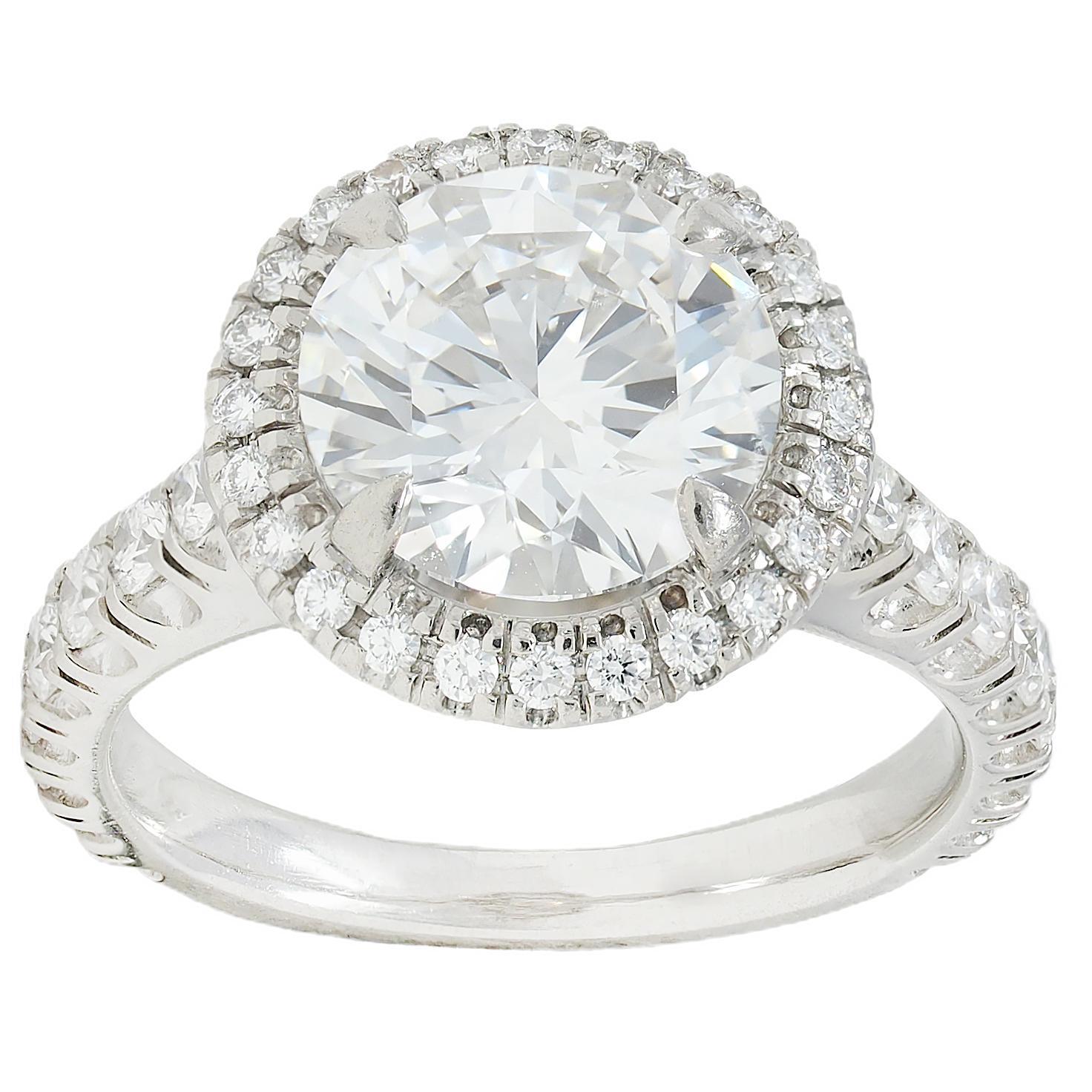 Cartier Anello di fidanzamento a forma di aureola in platino con diamante da 2,60 CTW GIA in vendita 2
