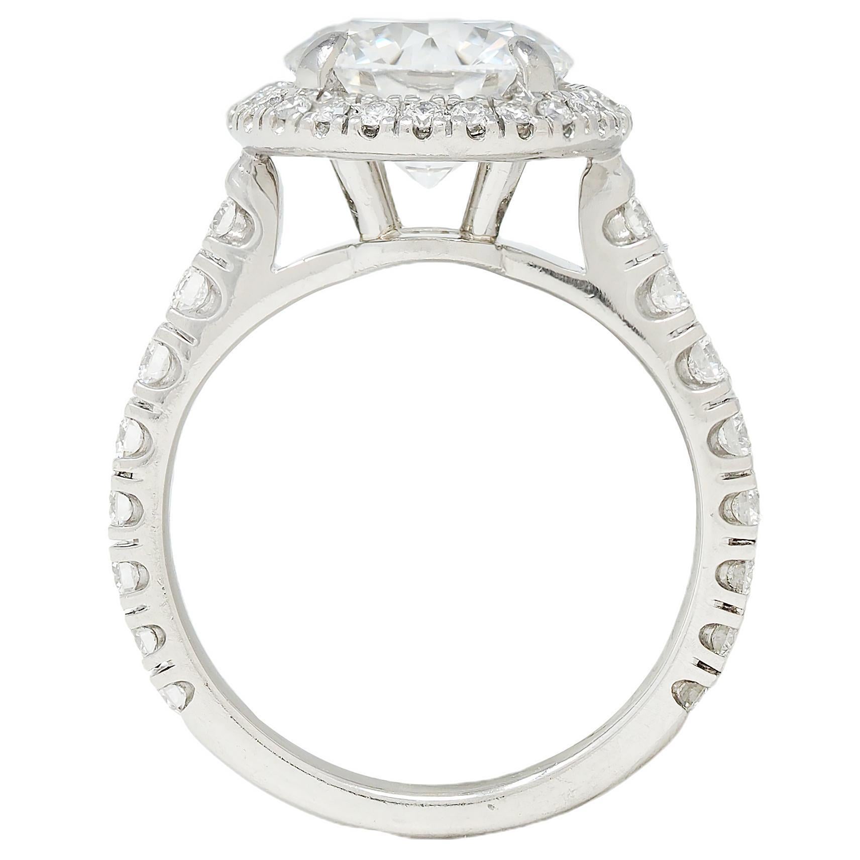 Cartier Anello di fidanzamento a forma di aureola in platino con diamante da 2,60 CTW GIA in vendita 3