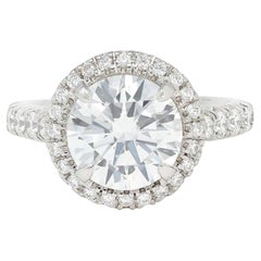 Cartier French 2.60 CTW Diamond Platinum Destinée Halo Engagement Ring GIA