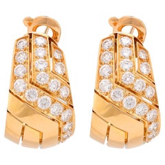 Cartier French 3 carat diamond 18k yellow gold clip on earrings