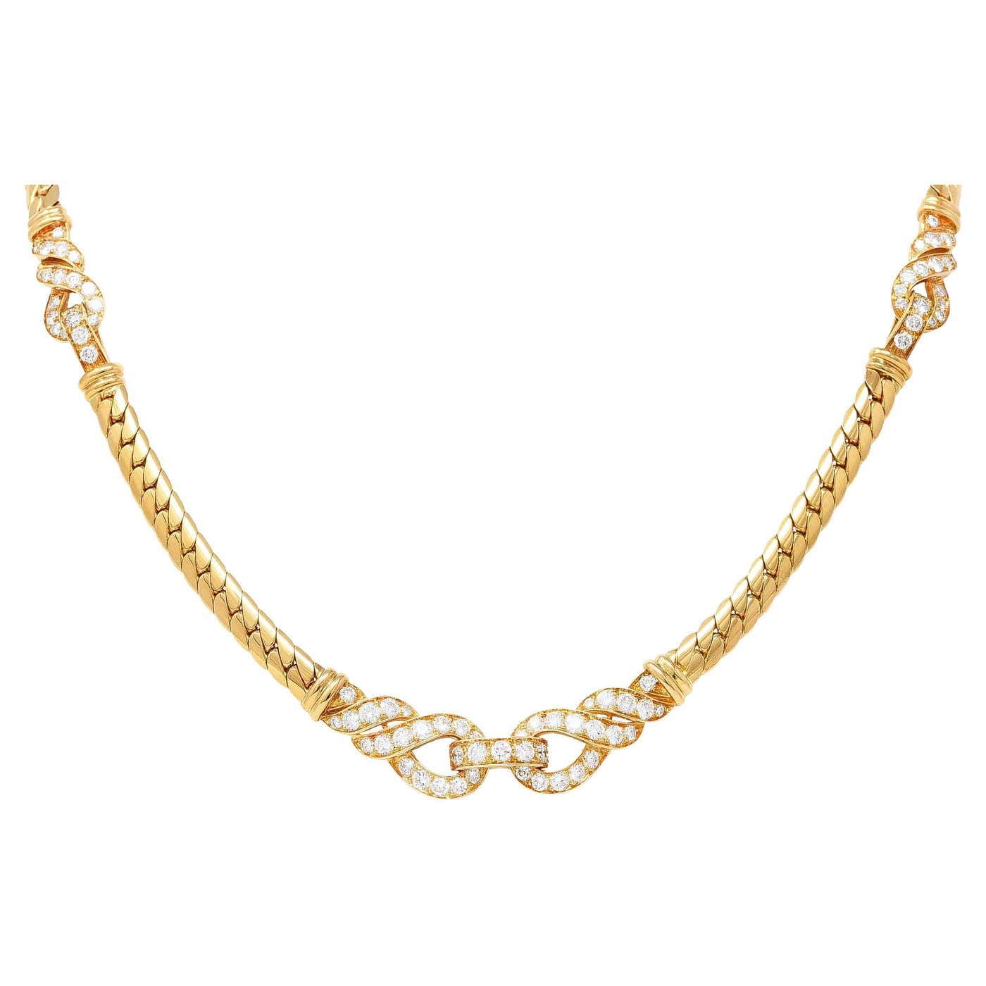 Cartier French 3 12 Carats Diamond 18 Karat Agrafe Herringbone Twisted cartier-french-3-12-carats-diamond-18-karat-agrafe-herringbone-twisted
