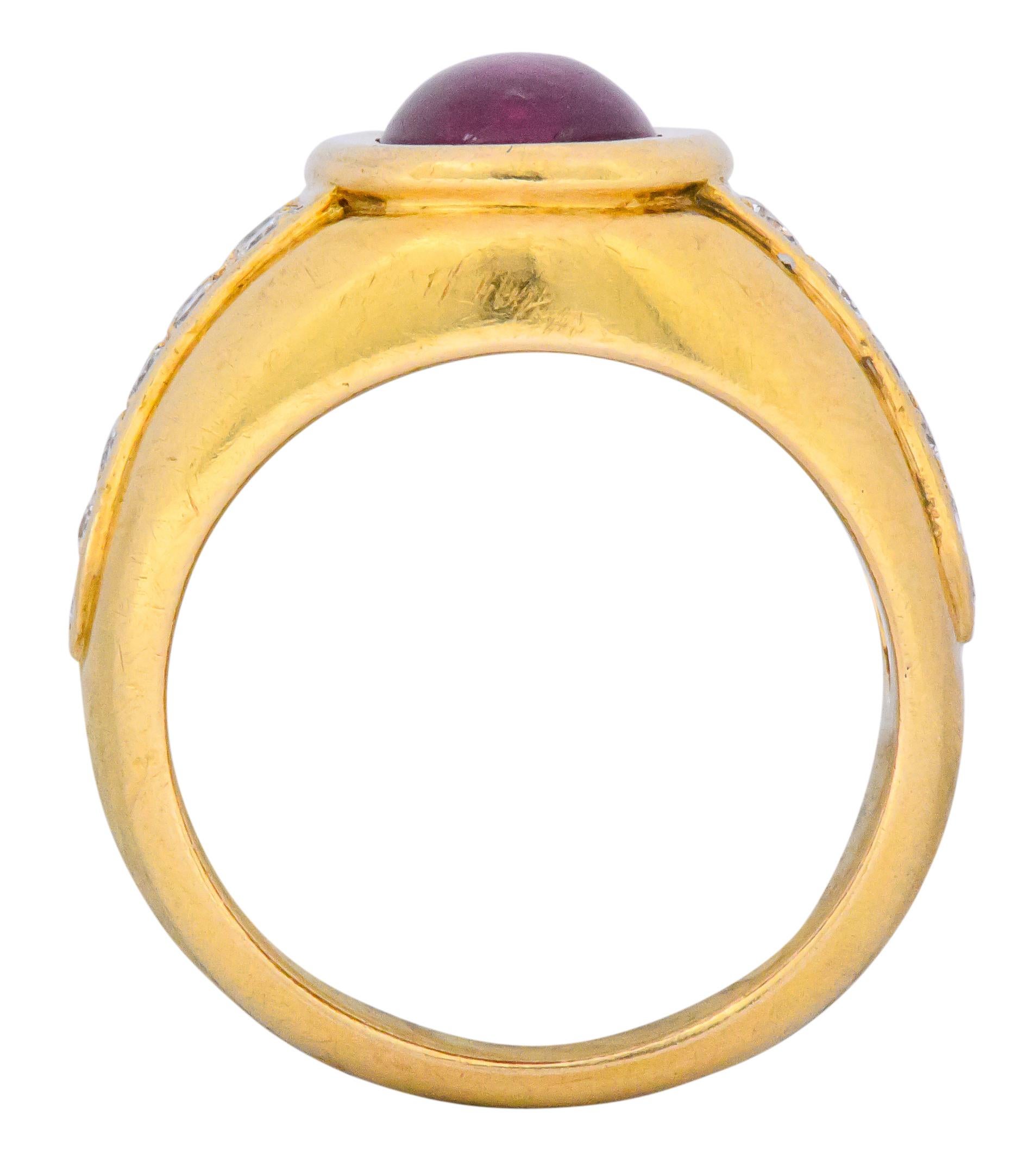 Women's or Men's Cartier French 3.40 Carat Ruby Diamond 18 Karat Yellow Gold Ring