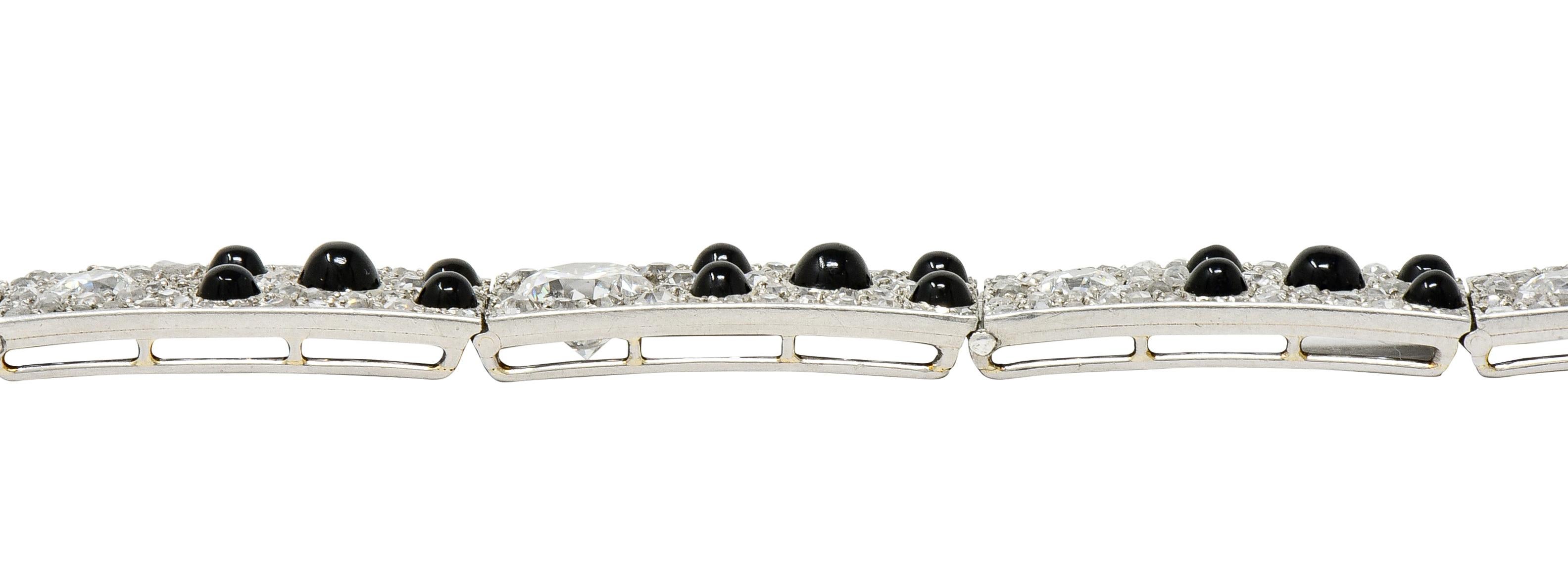 Cartier French Art Deco 9.30 Carat Diamond Onyx Platinum Panthere Bracelet 6