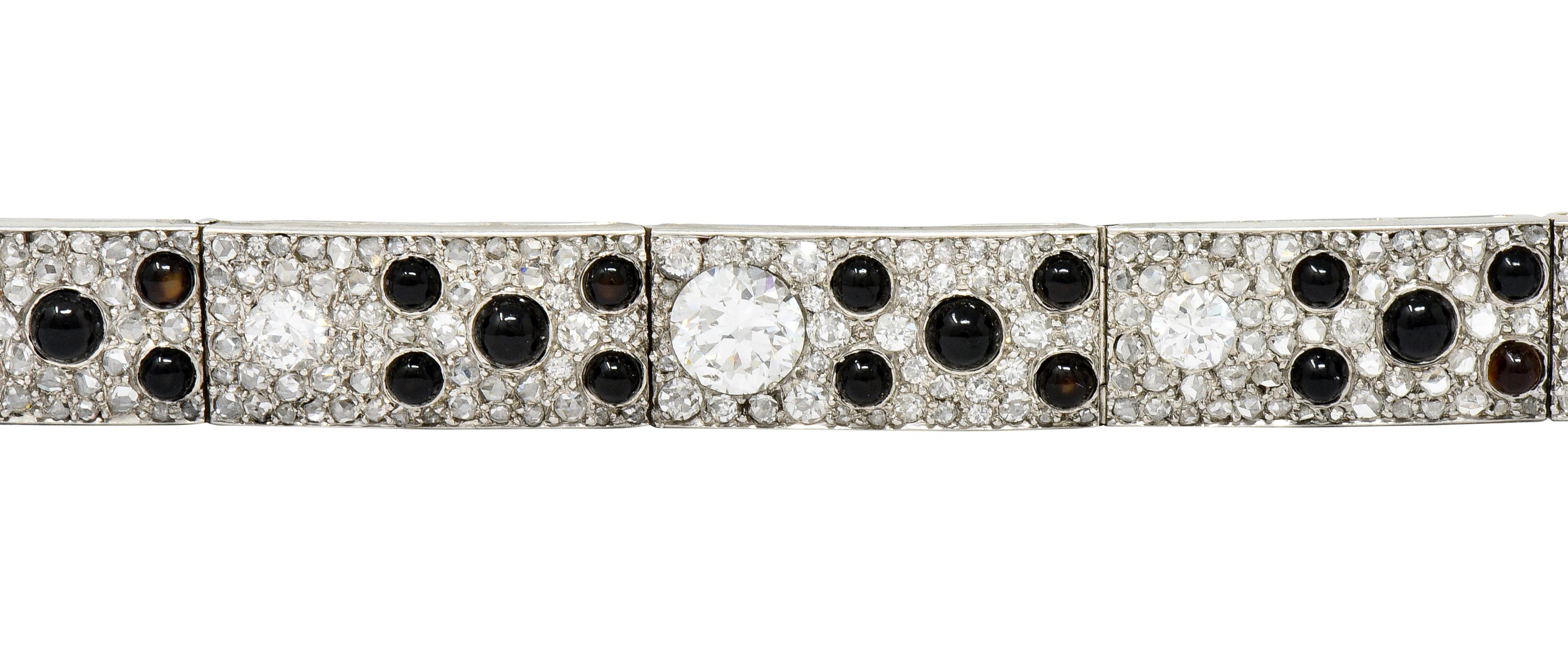 Cartier French Art Deco 9.30 Carat Diamond Onyx Platinum Panthere Bracelet 1