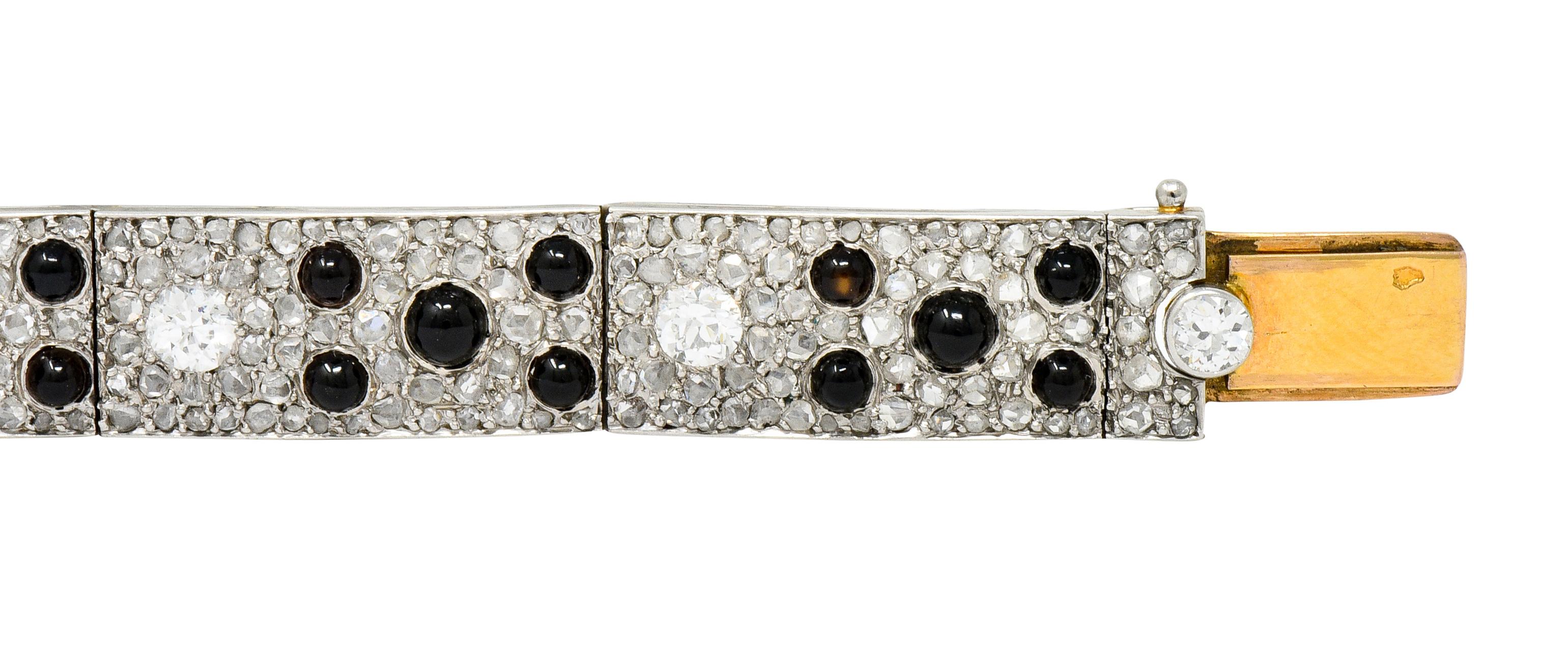 Cartier French Art Deco 9.30 Carat Diamond Onyx Platinum Panthere Bracelet 2