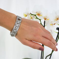 Cartier French Art Deco Diamond and Platinum Bracelet, 18.70 Carats, Circa 1929