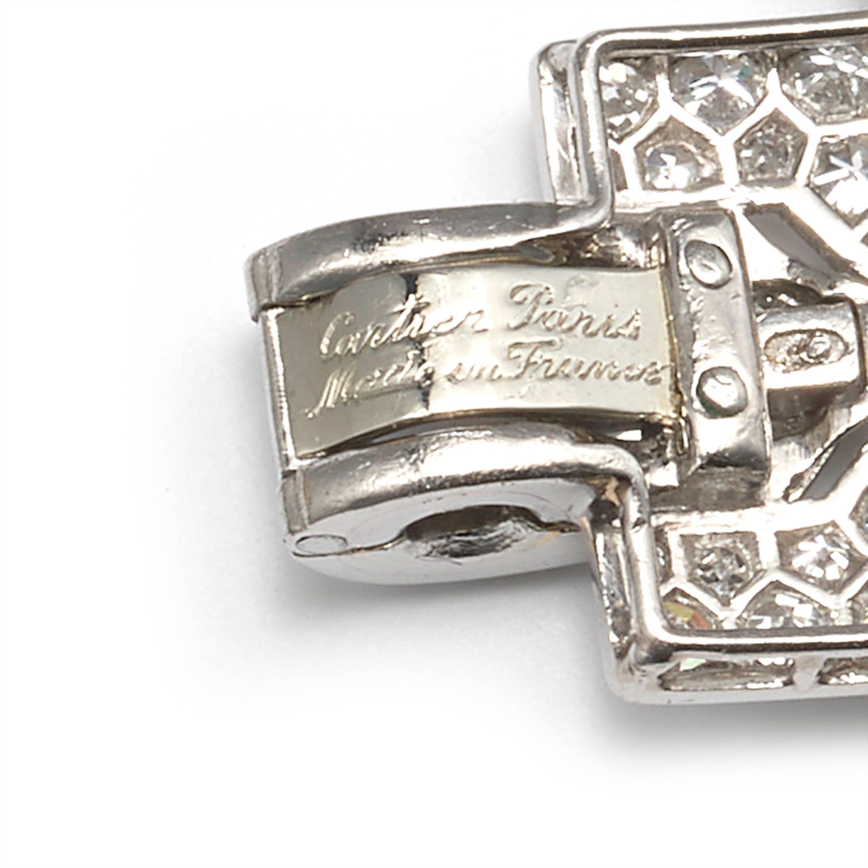 Women's Cartier French Art Deco Diamond and Platinum Bracelet, 18.70 Carats, Circa 1929 For Sale