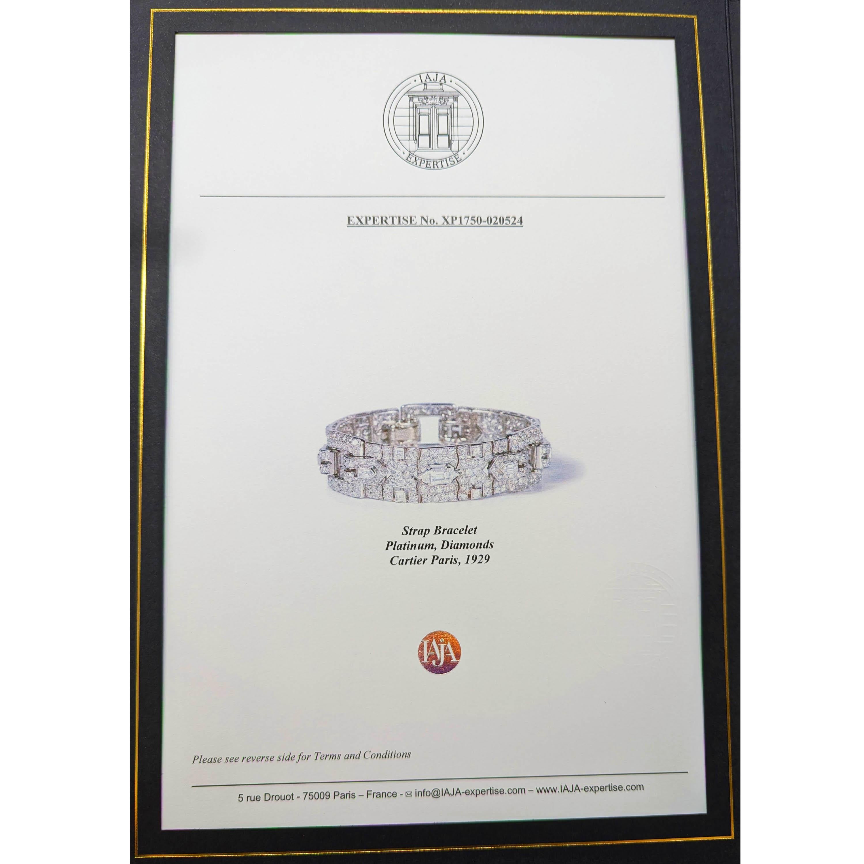 Cartier French Art Deco Diamond and Platinum Bracelet, 18.70 Carats, Circa 1929 For Sale 1