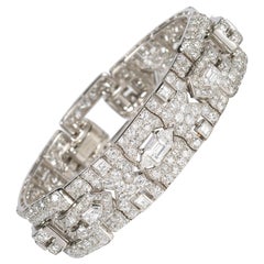 Cartier French Art Deco Diamond and Platinum Bracelet, 18.70 Carats, Circa 1929