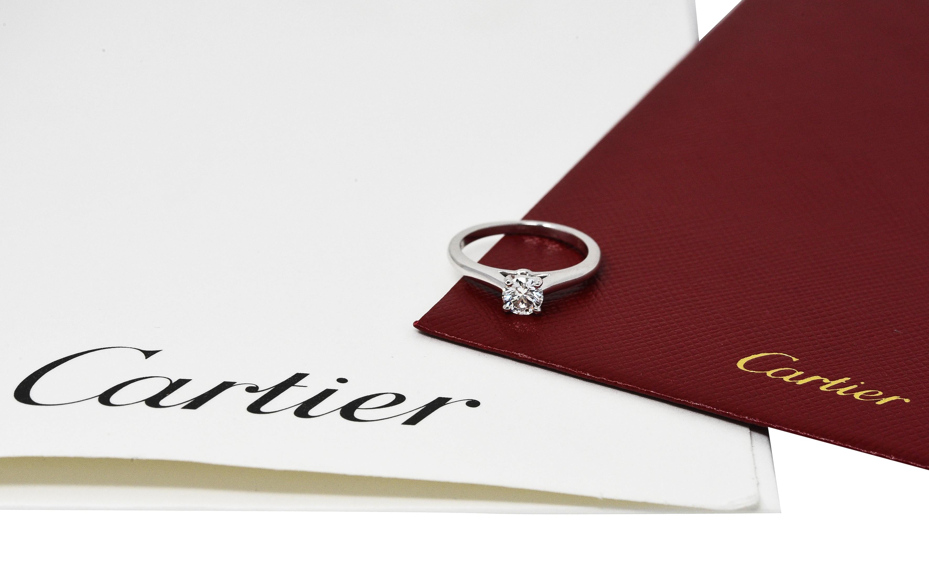 Cartier Französisch Contemporary 0,38 Karat Diamant Platin Solitär Ring GIA im Angebot 6