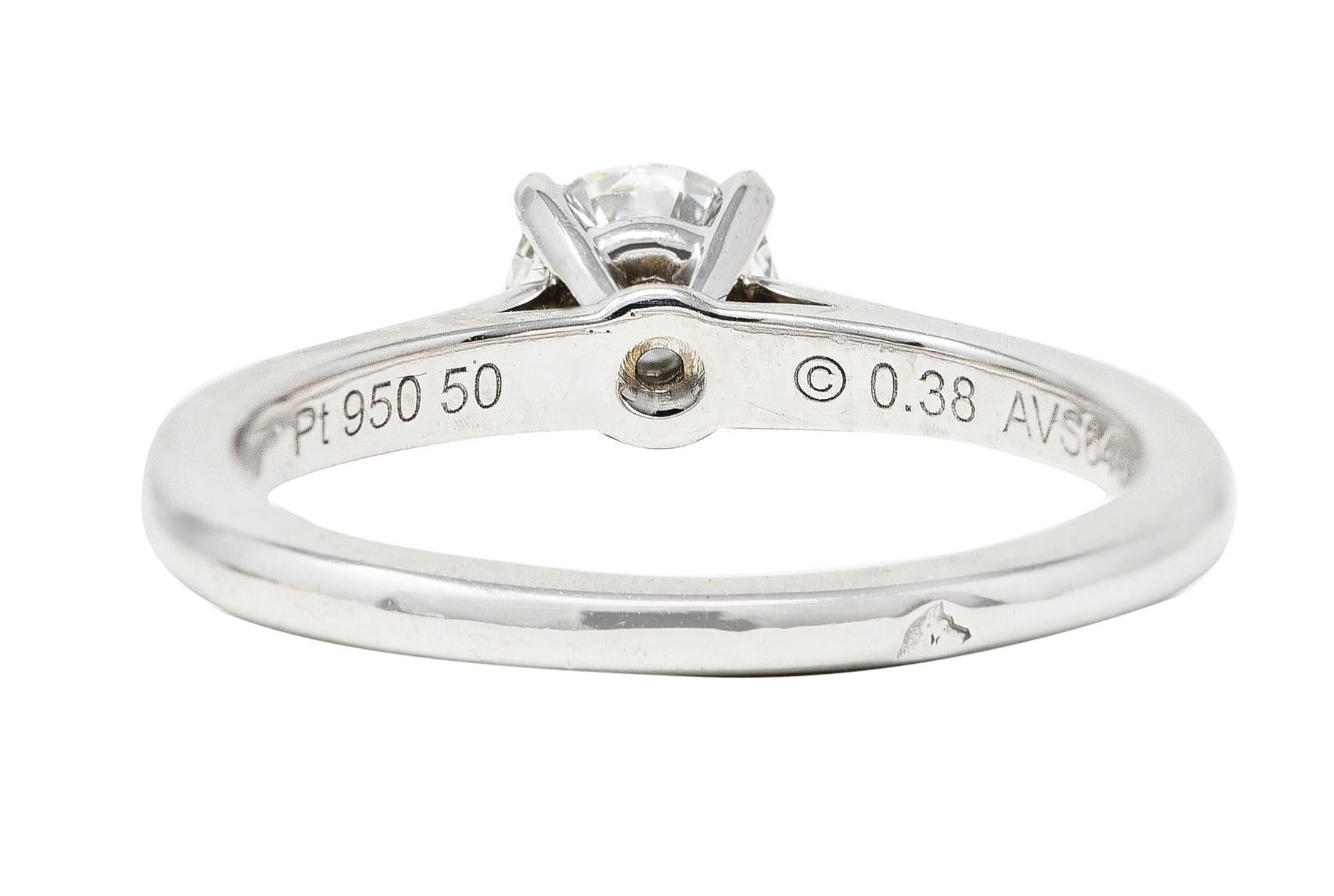 Cartier Französisch Contemporary 0,38 Karat Diamant Platin Solitär Ring GIA im Zustand „Hervorragend“ im Angebot in Philadelphia, PA