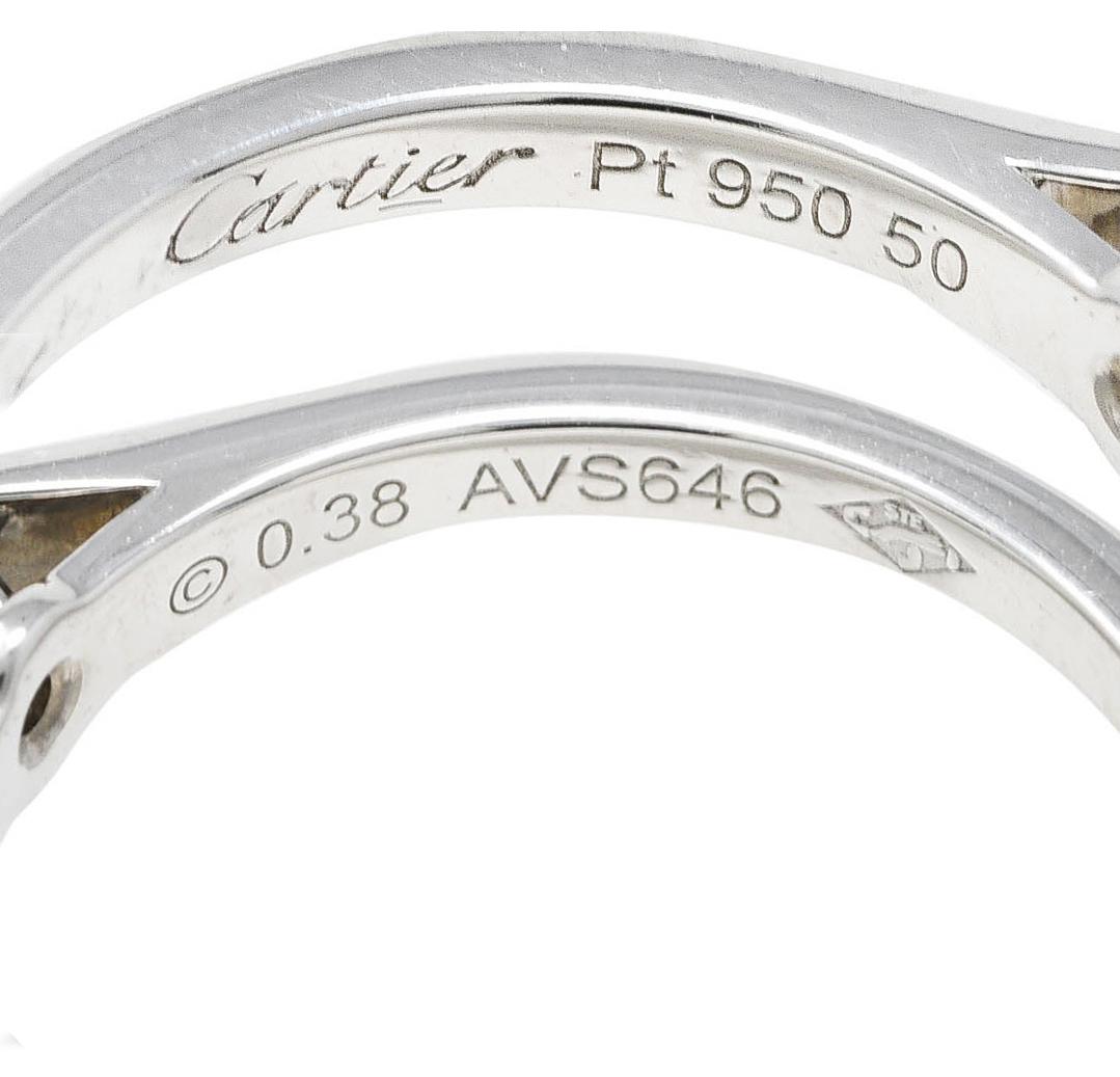 Cartier French Contemporary 0.38 Carat Diamond Platinum Solitaire Ring GIA For Sale 3