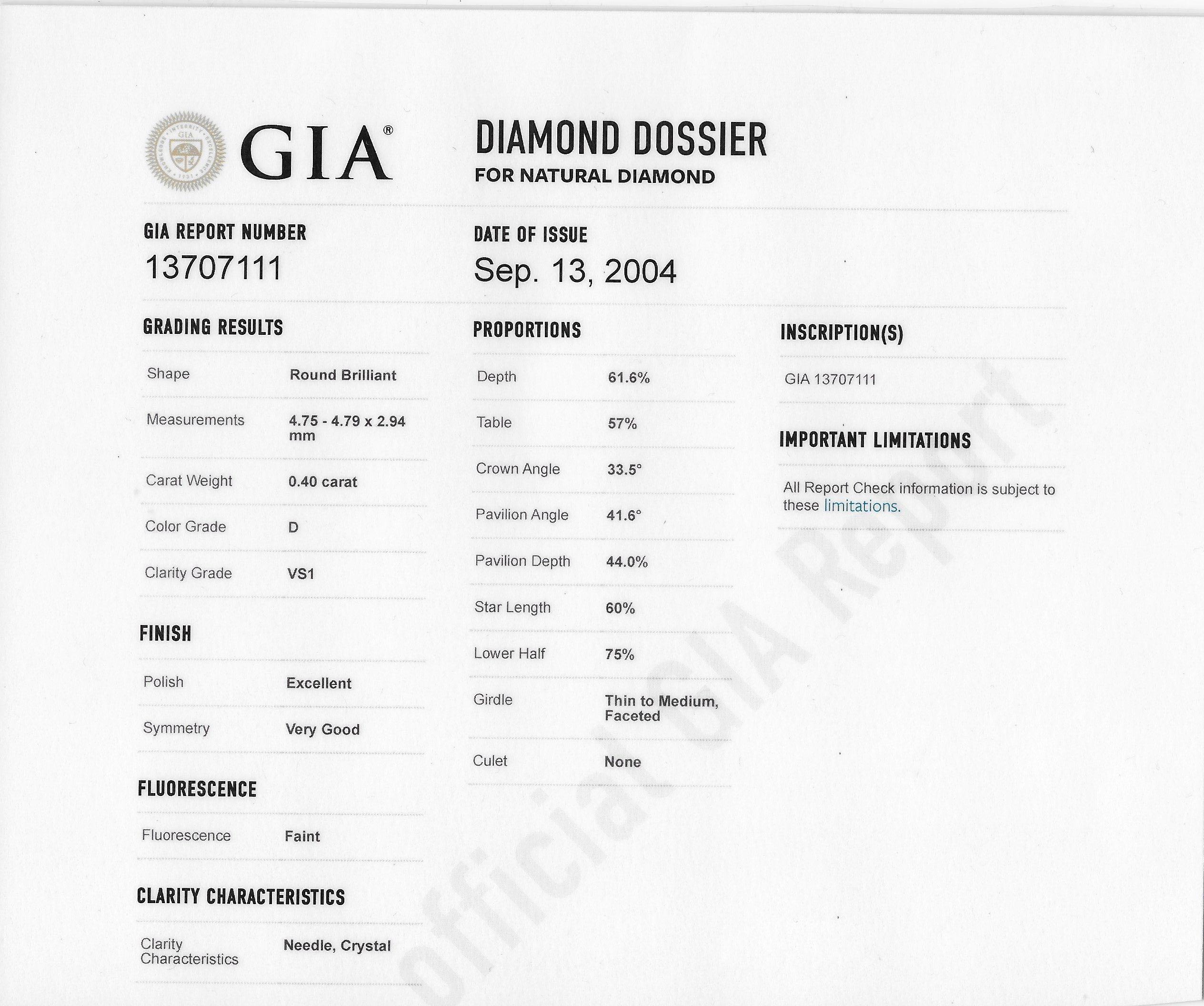 Cartier French Contemporary 0.42 Carat Diamond Platinum Engagement Ring GIA 5