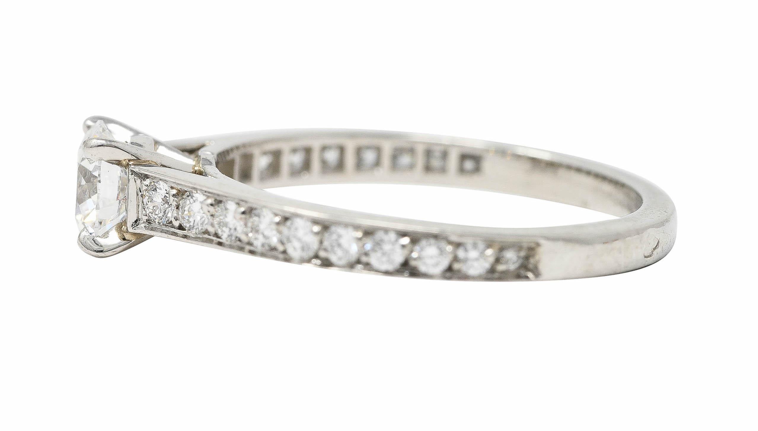 Cartier French Contemporary 0.42 Carat Diamond Platinum Engagement Ring GIA In Excellent Condition In Philadelphia, PA