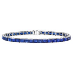 Cartier French Cut Modernist Sapphire Platinum Line Bracelet