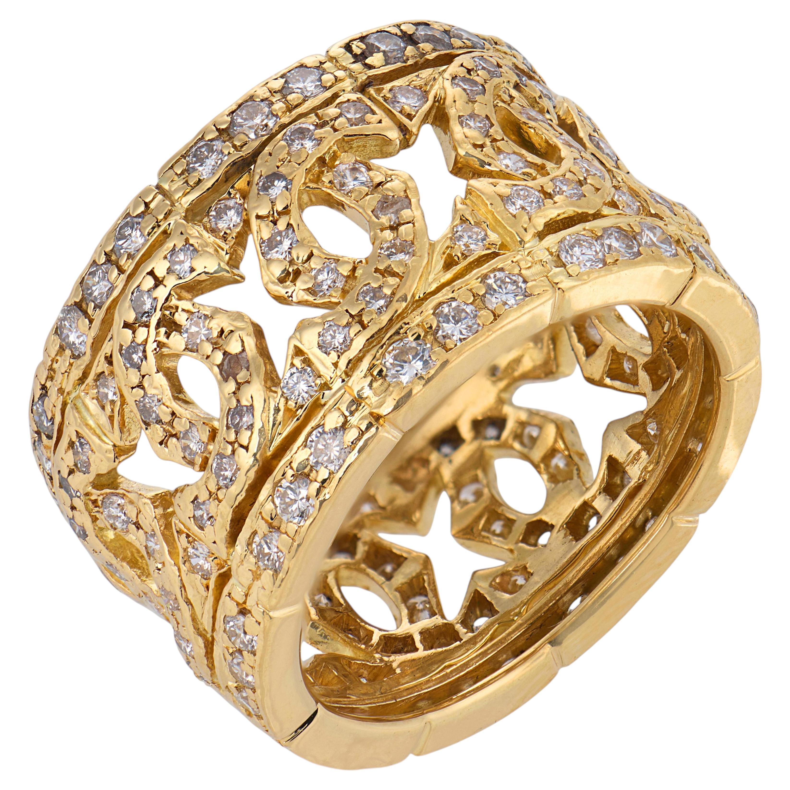 Cartier French diamond 18k yellow gold Entrelacés C band
