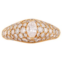 Cartier French Diamond 18K Yellow Gold Marquise Pave Engagement Ring