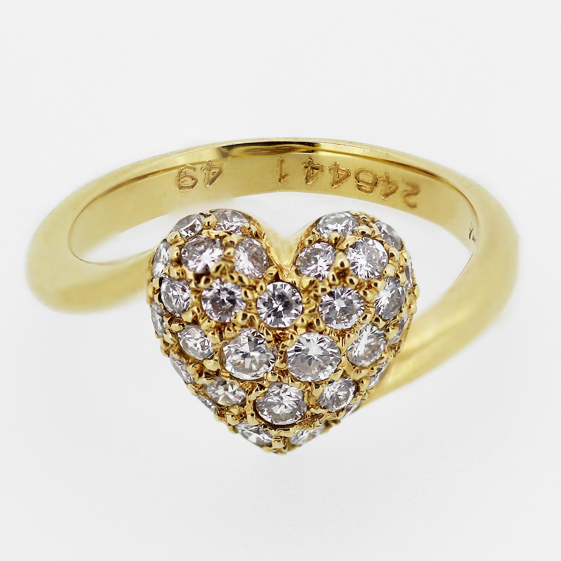 Women's Cartier Diamond Love Heart Earrings and Ring in 18 Karat Gold