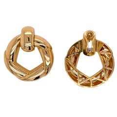 Cartier French Door Knocker Vintage Earrings 18 Karat Yellow Gold