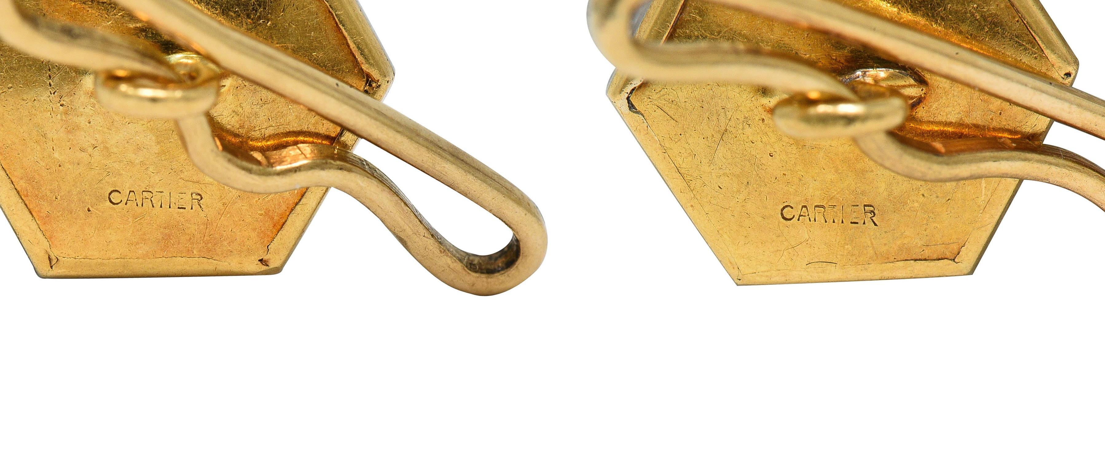 Cartier French Edwardian Parure de boutons de manchette anciens en or 18 carats, platine et diamants en vente 1