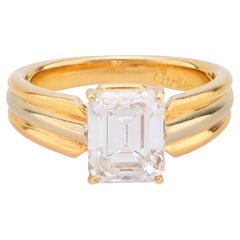 Cartier French GIA 2.17 carat diamond 18k gold trinity engagement ring