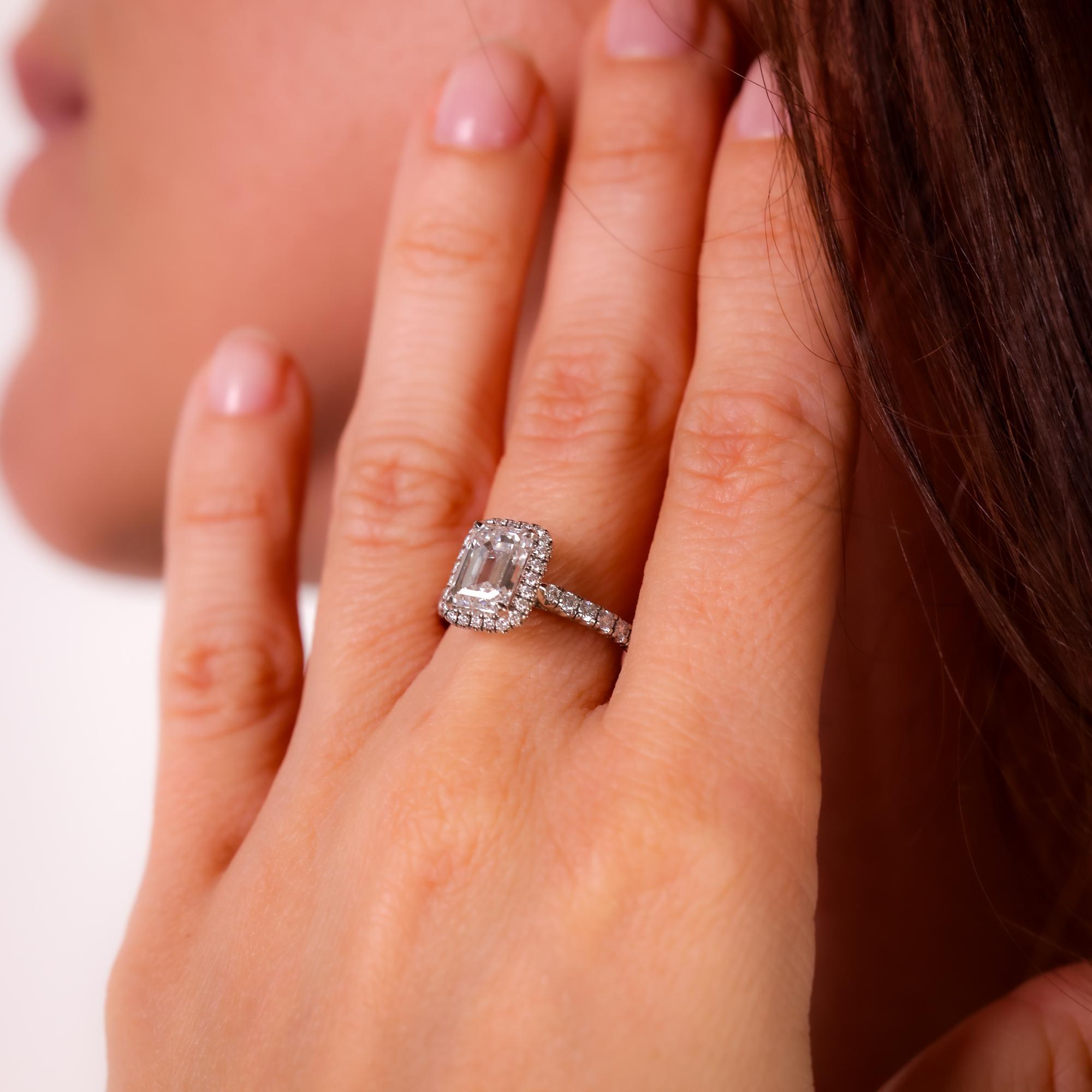 Emerald Cut Cartier French GIA 2.23 carat diamond platinum 