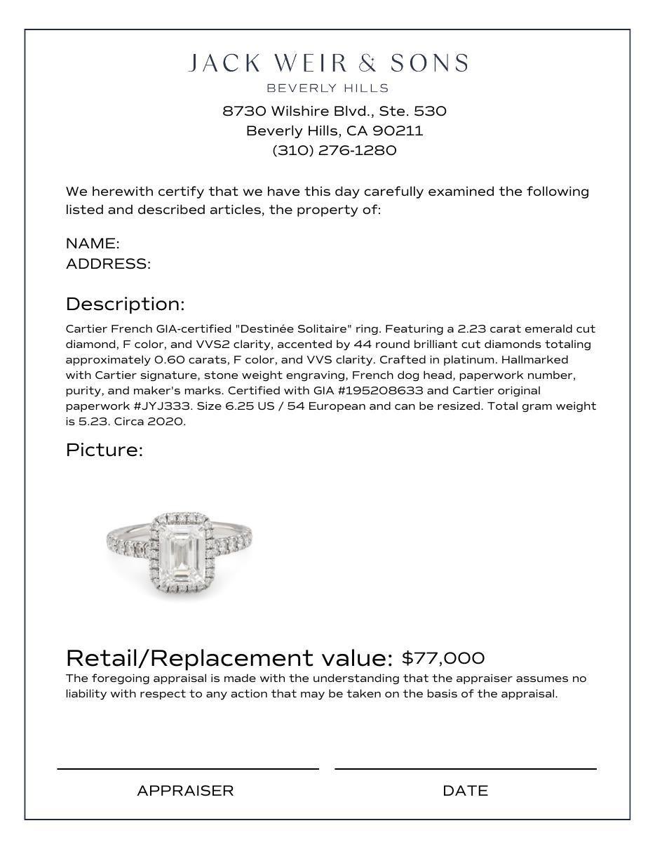 Cartier French GIA 2.23 carat diamond platinum 