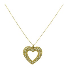 Cartier French Paris Large Heart Diamond Paved Pendant Necklace in Yellow Gold