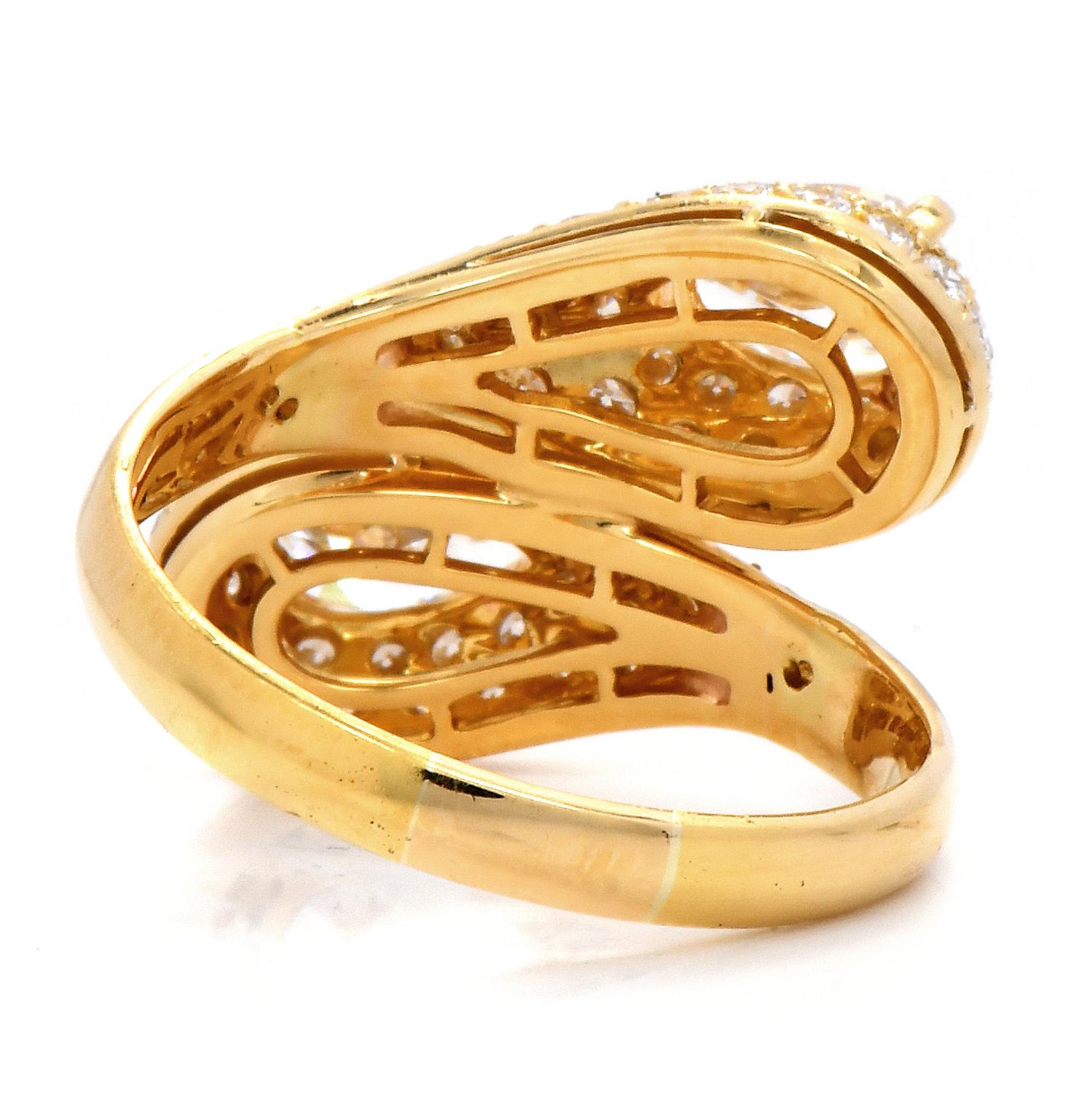 Cartier Französisch Birne Diamant 18k Gelbgold Bypass Ring Damen im Angebot