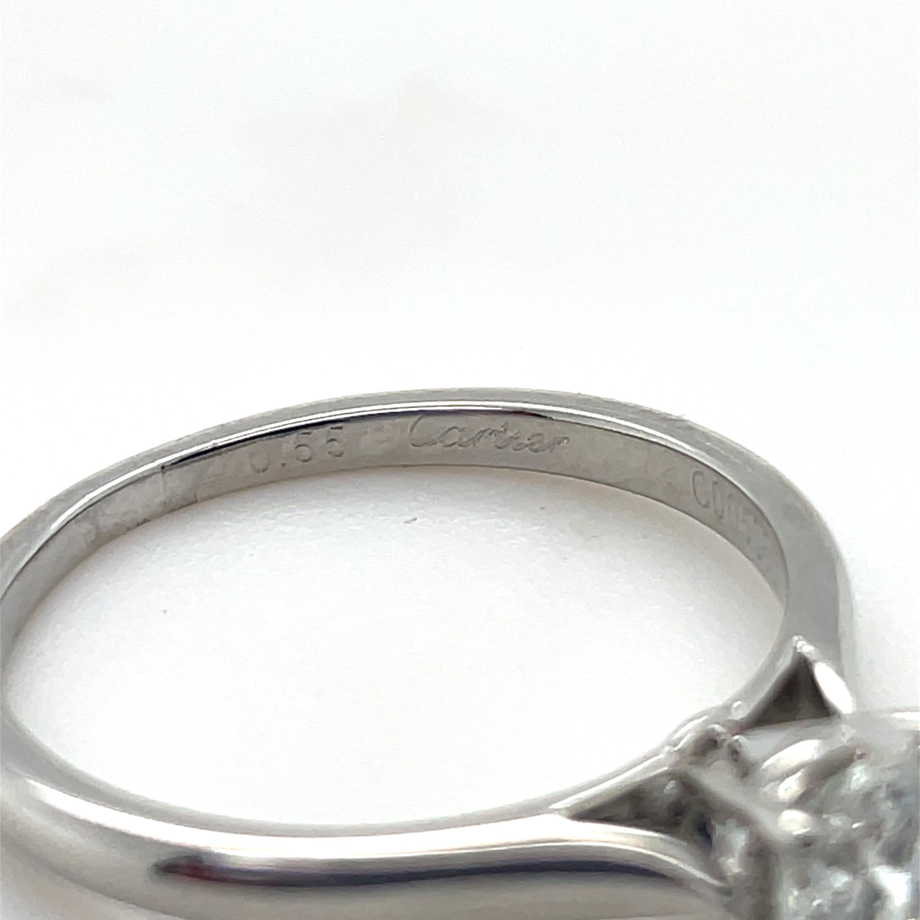 Cartier, anello di fidanzamento francese in platino e diamanti in vendita 1
