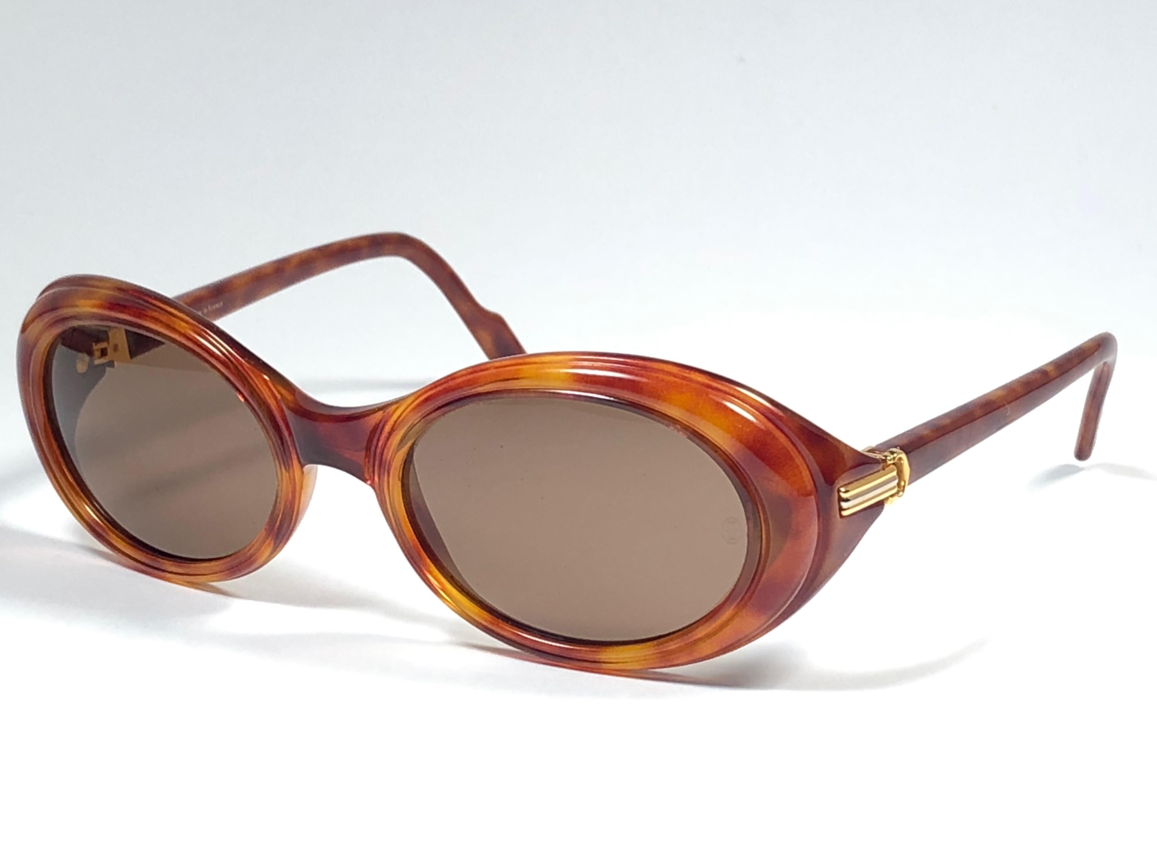 Cartier Frisson Leuchte Schildpatt 8k vergoldete Akzente 1990 Sonnenbrille Frankreich im Angebot 1
