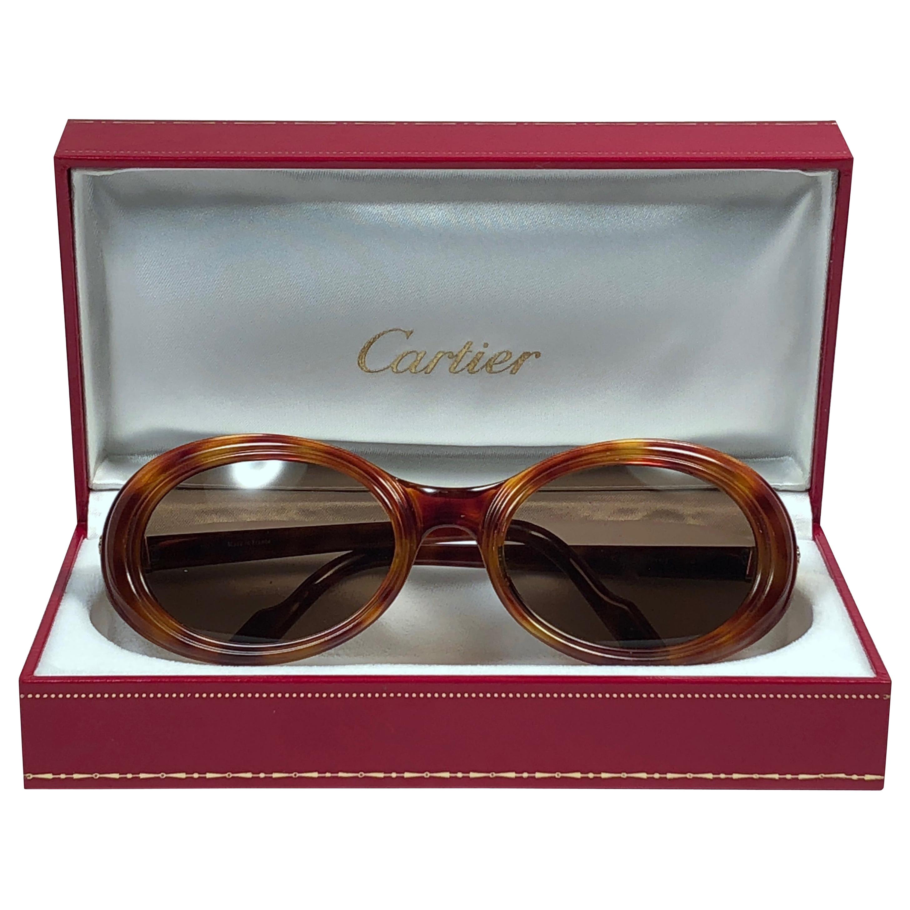 Cartier Frisson Leuchte Schildpatt 8k vergoldete Akzente 1990 Sonnenbrille Frankreich im Angebot