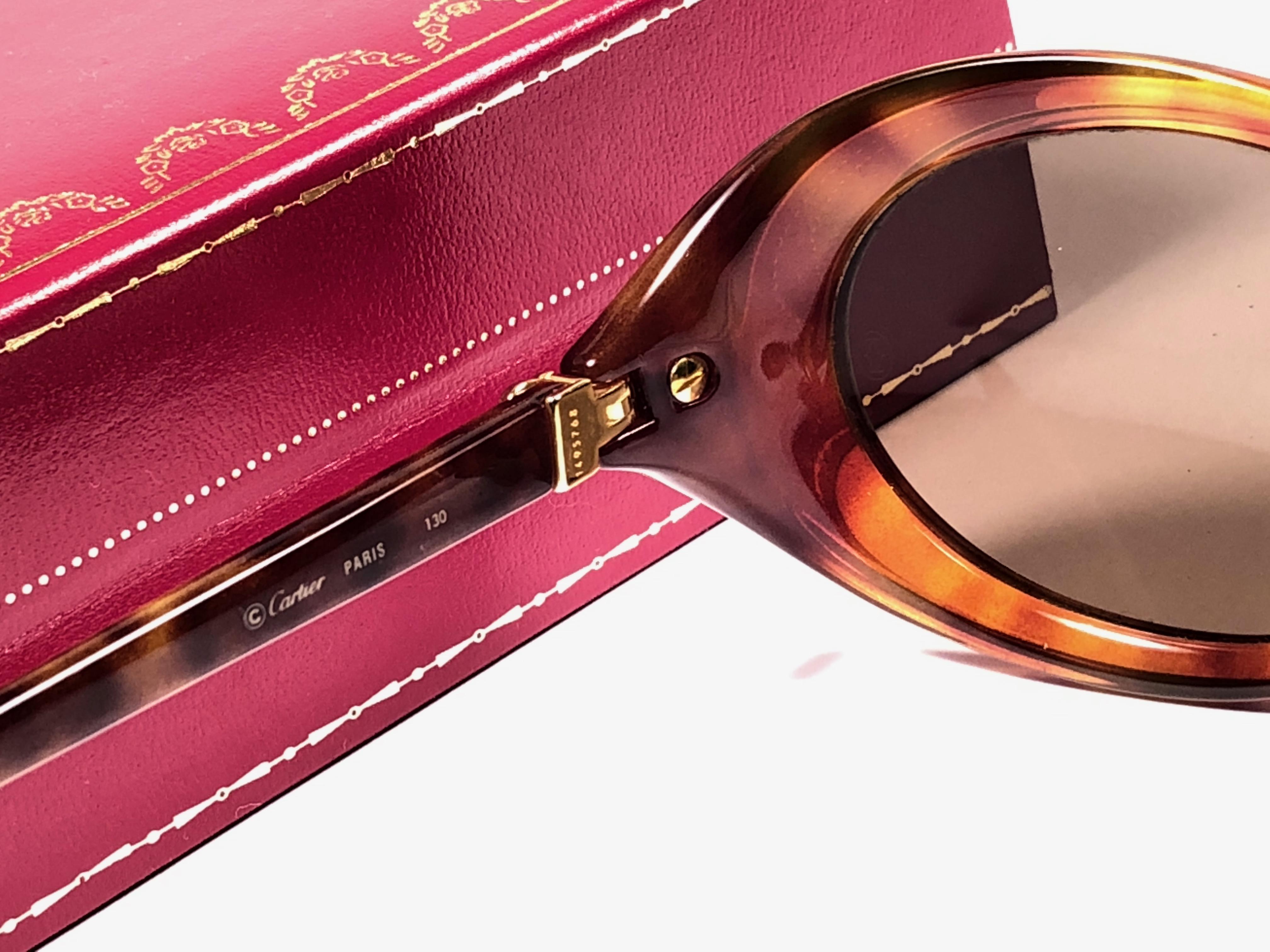 Cartier Frisson Tortoise 8k Gold Plated Accents 1990 Sunglasses 53mm France 2