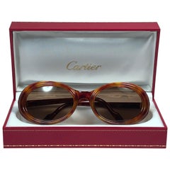 Cartier Frisson Tortoise 8k Gold Plated Accents 1990 Sunglasses 53mm France