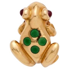 Cartier Frog Lapel Pin Ruby Enamel 18 Carat Yellow Gold