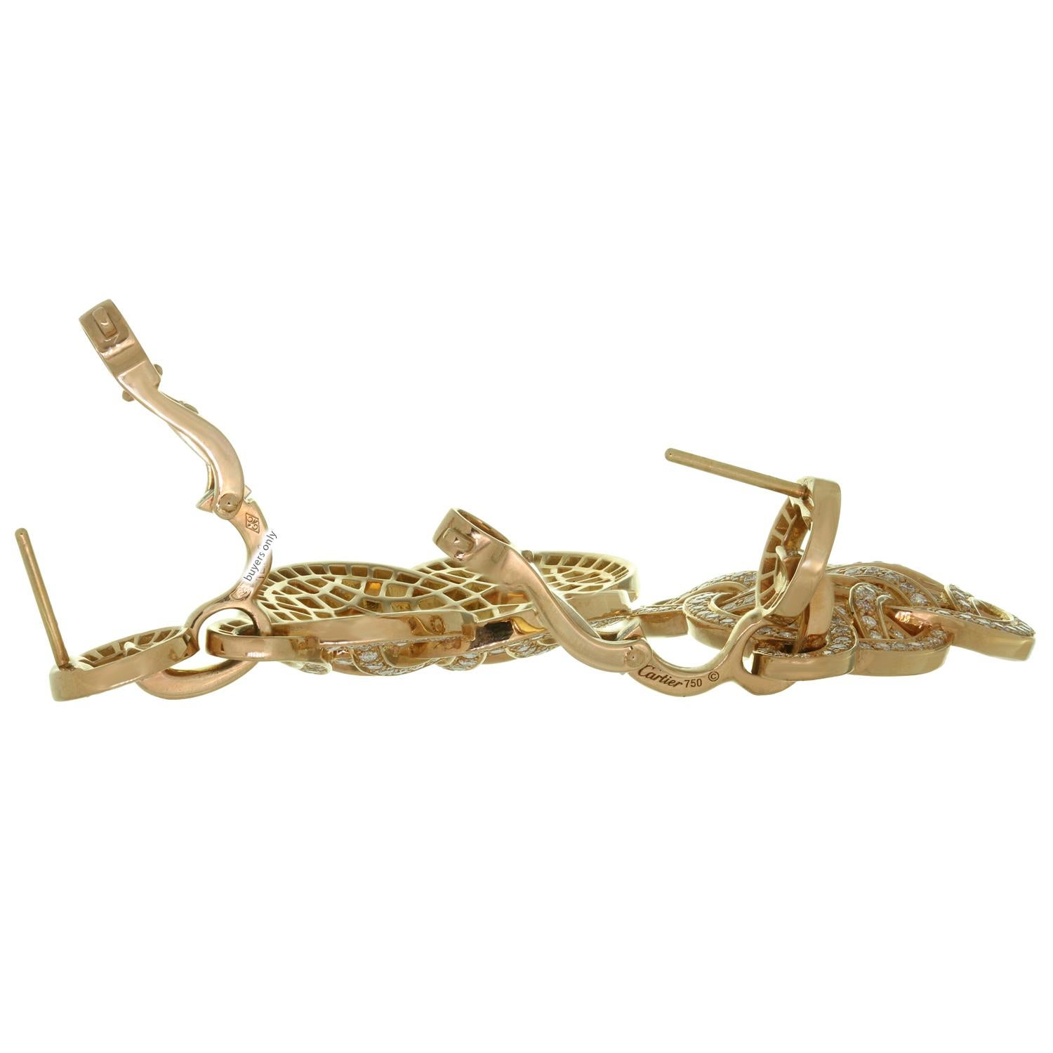 Women's Cartier Galanterie Paris Nouvelle Vague Diamond Rose Gold Earrings. Papers