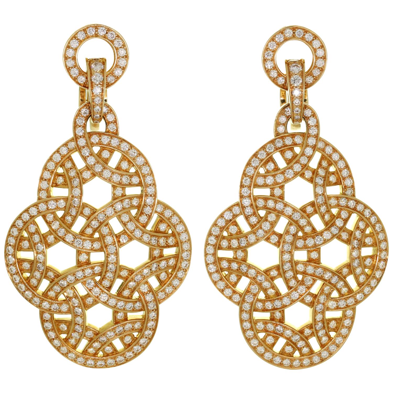 Cartier Galanterie Paris Nouvelle Vague Diamond Rose Gold Earrings. Papers