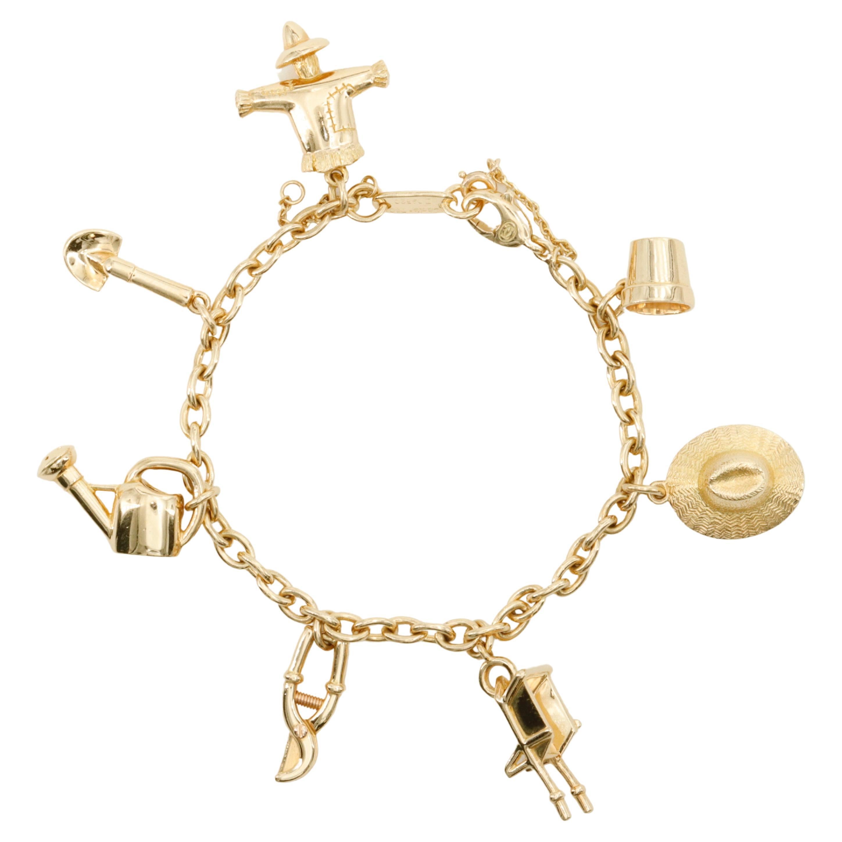 Cartier Charm-Armband mit Gartenmotiv aus 18 Karat Gelbgold 
