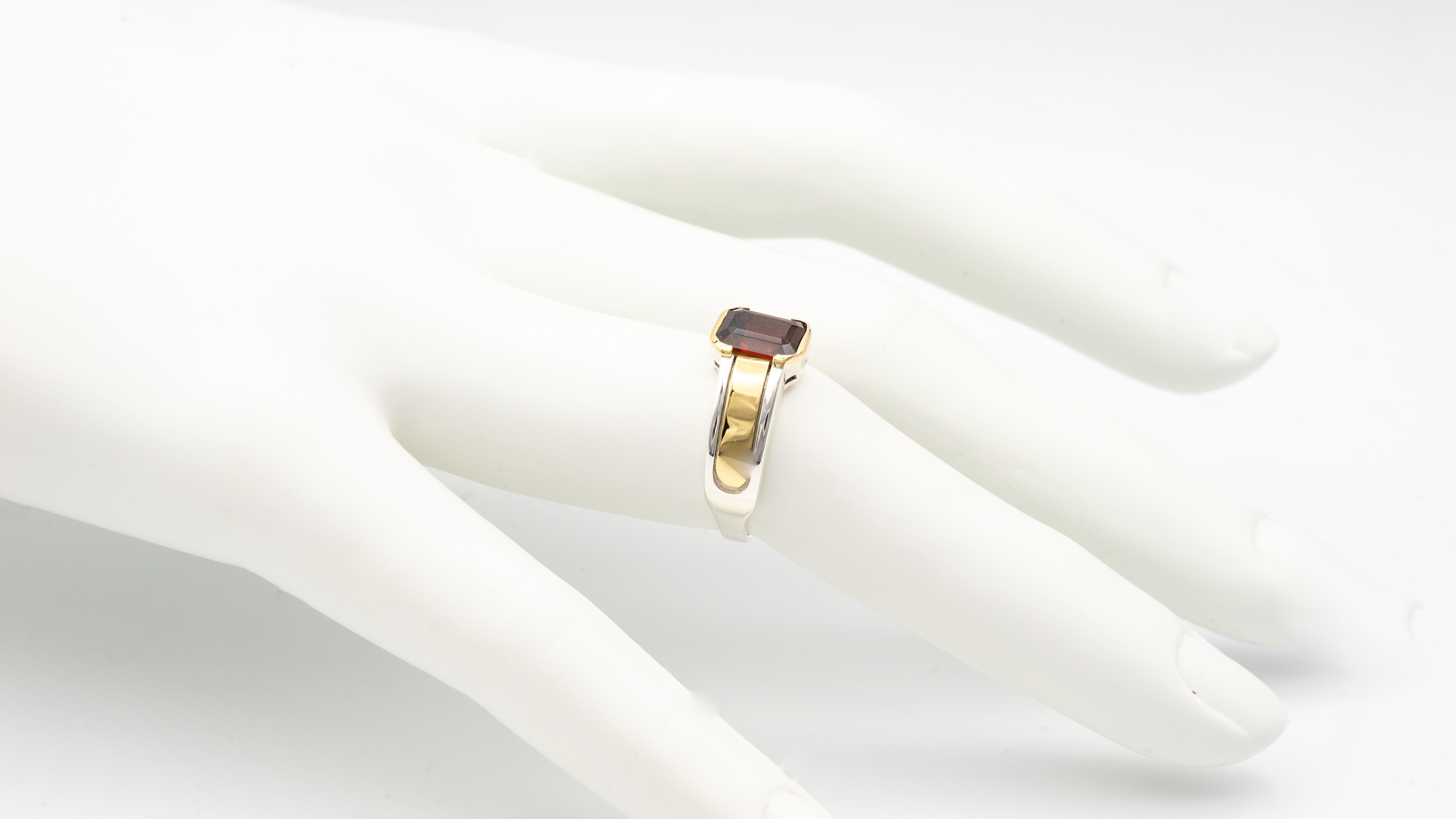 Cartier Garnet Ring in Two-Tone Silver and 18 Karat Gold 2