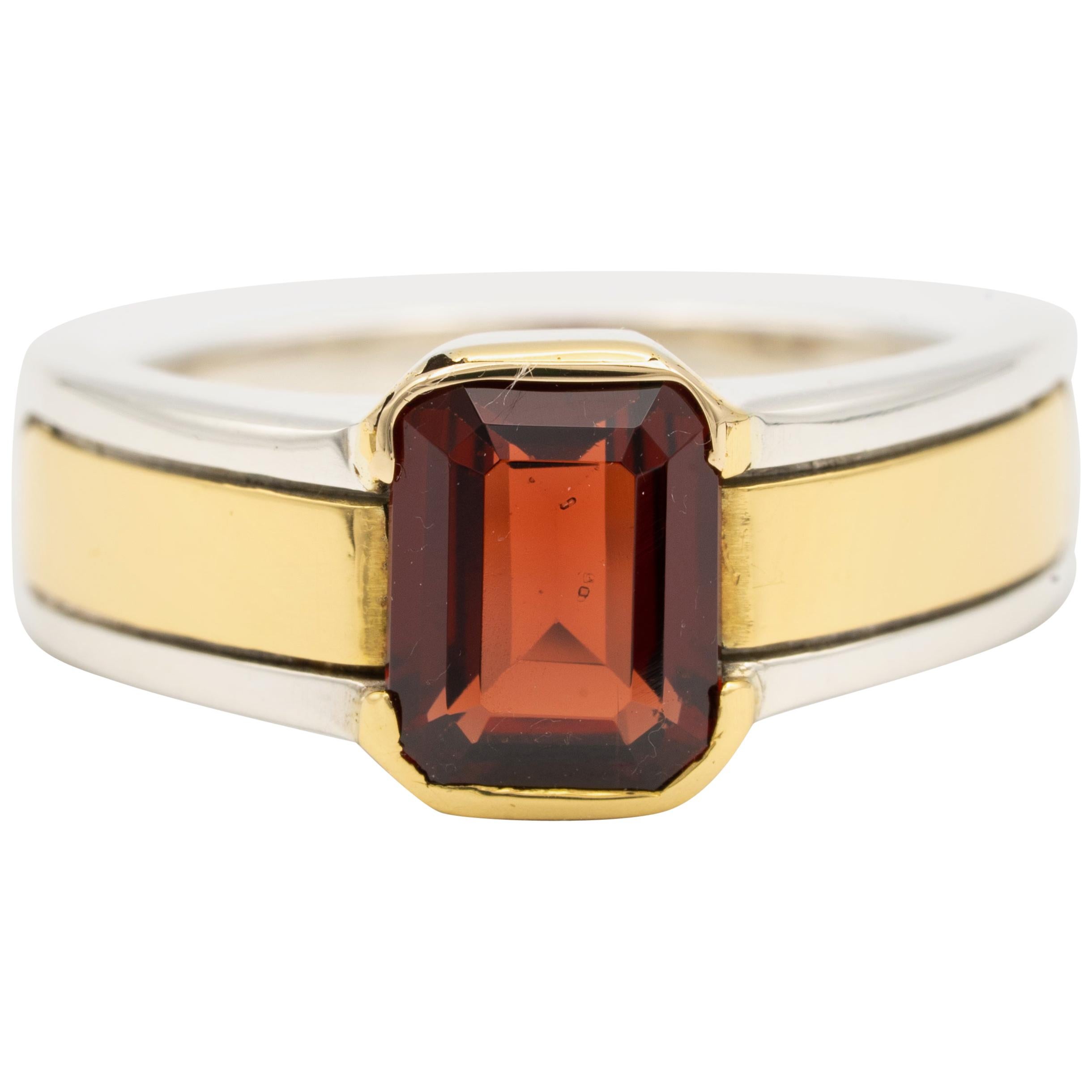 Cartier Garnet Ring in Two-Tone Silver and 18 Karat Gold
