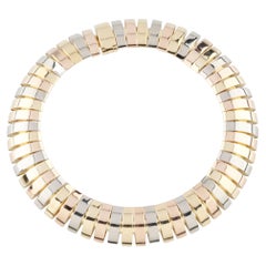 Cartier Gas Pipe Style 18k Gold Tri-Color Vintage Link Bracelet w/ CoA